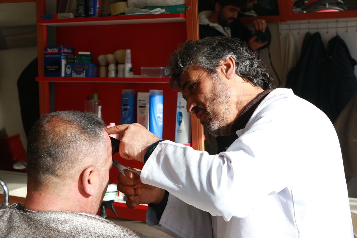 AI-generated editorial illustration of a barbershop service