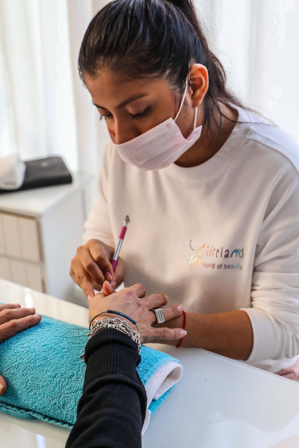 AI-generated editorial illustration of a manicure service